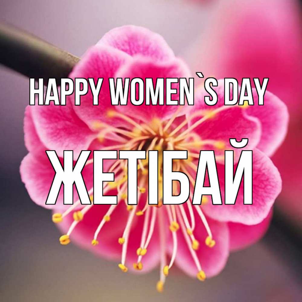 Greetings card с именем, Жетібай happy women`s day цветы Greetings with text for free download 